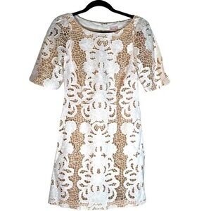 Tracy Reese Cream Floral Lace Mini Dress